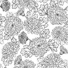 Seamless pattern with chrysanthemum flowers. Vector illustration