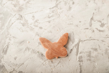 The process of making ginger Easter gingerbread cookies closeup. Gingerbread tenderloin in the...