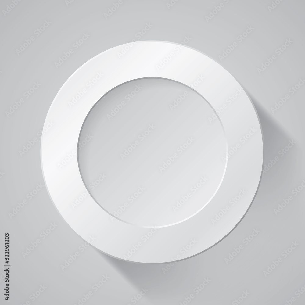 Poster realistic empty round white frame on gray background, border for your creative project, mock-up samp