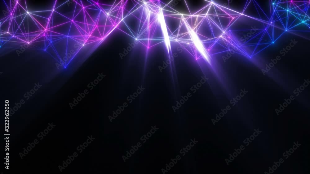 Poster a rotating polygonal figure at the top of the screen on a black background. seamless loop.