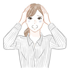 頭を抱える女性