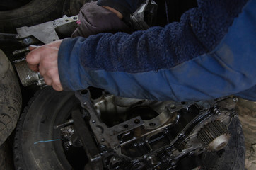 car engine repair by a specialist in service