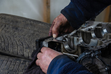 car engine repair by a specialist in service