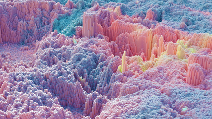 Pastel 3d abstract cubic topographical environment