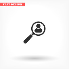 Magnifier with a man vector icon , lorem ipsum Flat design