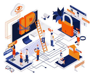 Internet Censorship Isometric Composition 