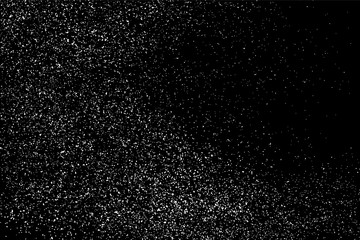 White Grainy Texture Isolated On Black Background. Dust Overlay. Light Coloured Noise Granules. Snow Vector Elements. Digitally Generated Image. Illustration, Eps 10.