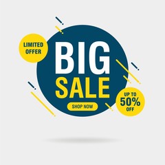 Simple Big Sale Sign with Circle Shape Banner on White Background Design, Discount Banner Template Vector for advertising, social media, web banner