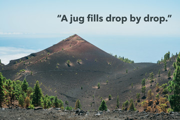 Wise quote by the Buddha against natural landscape. Original image also available. 