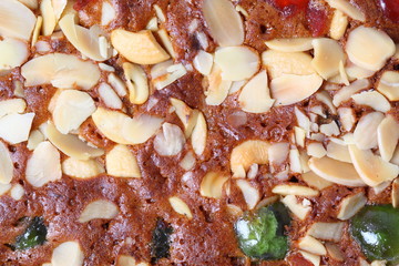 Close up nuts cake as background.