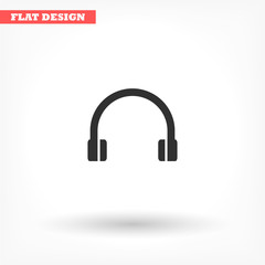 Headphones vector icon , lorem ipsum Flat design