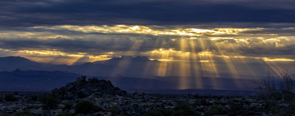 Sun Rays Over The Arizona Desert