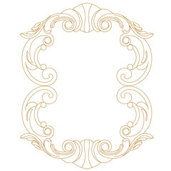 Golden vintage border frame engraving with retro ornament pattern in antique baroque style decorative design. Vector.	