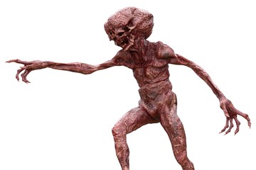 Mutant monster isolated on white background 3d illustration