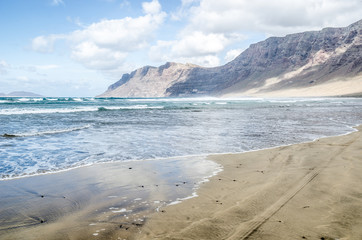 Caleta de Famara beach in Lanzarote. Canary islands. Spain