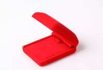 Jewelry red box on isolated white background