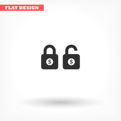 Lock dollar vector icon , lorem ipsum Flat design