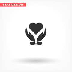 Heart in hand icon vector , lorem ipsum Flat design