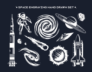 Space Chalk Drawn Set © Macrovector