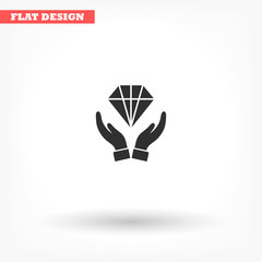 Diamond in the hand icon , lorem ipsum Flat design