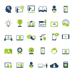 Collection of e-learning related icons