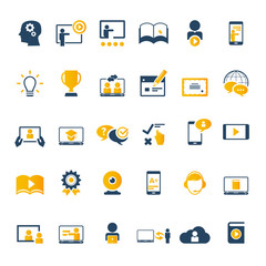 Collection of e-learning related icons