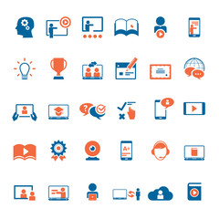 Collection of e-learning related icons