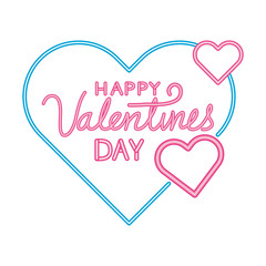 happy valentines day lettering with hearts decoration vector illustration design