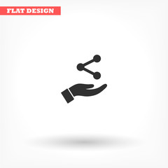 Network icon in the hand , lorem ipsum Flat design