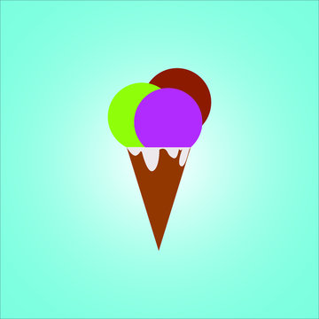 Ice cream illustration of various flavors on blue background.