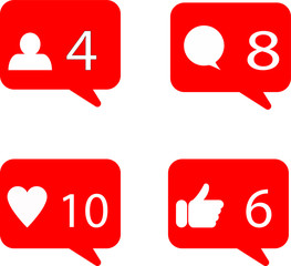 Fototapeta premium Social network icons that indicate the number of comments and likes. Social networks concept.
