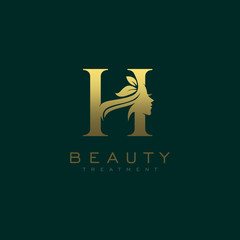 Letter H Luxury Beauty Face Logo Design Vector