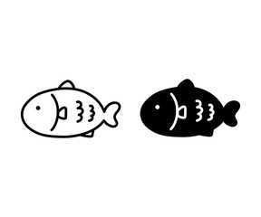 さかなの白黒のイラスト/シンプル/おしゃれ/アイコン