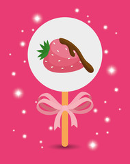 strawberry with chocolate in stick isolated icon vector illustration design