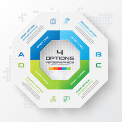 Octagon infographic fot business concept with 4 options,Abstract design element,Vector illustration.