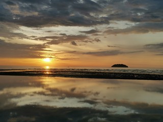 Beautiful Sunset view in Tanjung Aru Beach, Kota Kinabalu. Sabah, Malaysia. Borneo. The Land Below...