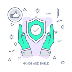 Hands and Shield vector illustration flat design concept. EPS 10 File