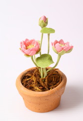 Close up Flowers made of clay.
