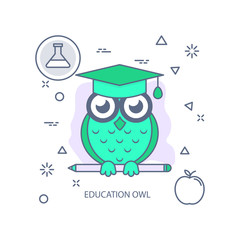 Education Owl vector illustration flat design concept. EPS 10 File