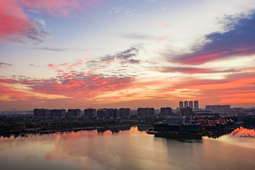 Aerial photo of Huayang Lake Wetland Park, Dongguan, Guangdong Province, China