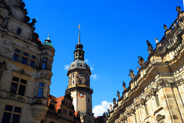 Obraz premium Dresden Cathedral of the Holy Trinity, Hofkirche, Residenzschloss, Hausmannsturm, Dresden, Germany