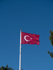 Turkish flag at war memorial at the Gallipoli Peninsula, Northern Turkey