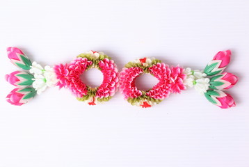 Thai garland colorful flower on white background