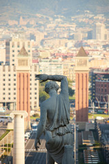 Fototapeta premium Plaza Espanya i panoramę Barcelony, Hiszpania