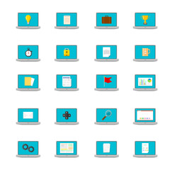 Modern Flat Icon Computer Technology Illustration Vector Set 