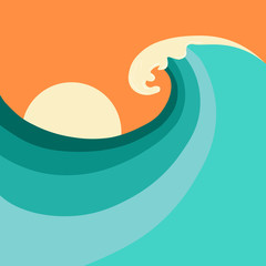 Storm. Watercolor illustration in bright colors, summer vibes. Modern colorful design, copyspace for ad. Wallpaper, background for your device. Summertime, holidays, resort, vacation concept.