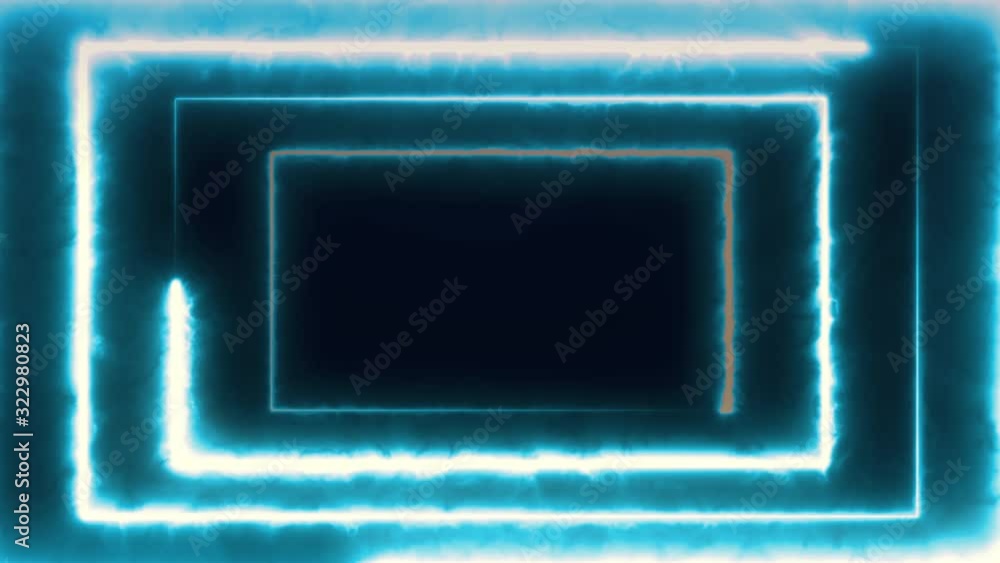 Aufkleber neon bakcground flying through edless glowing rotating neon rectangle creating a tunnel, blue red pi