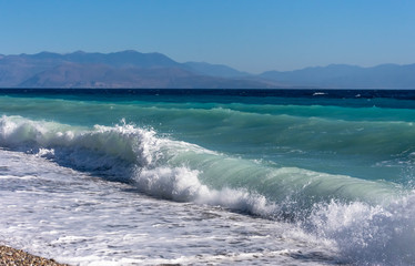 Scenic view of sea and  Greece mountains