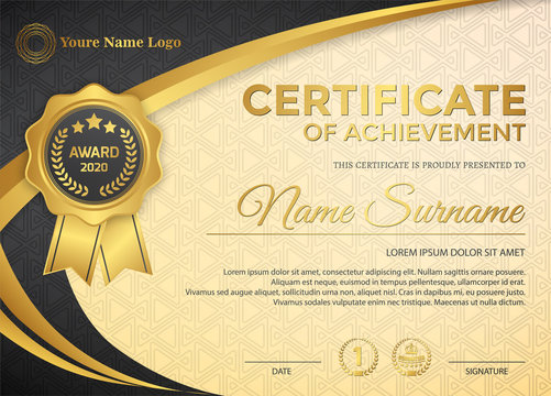 premium golden black certificate template design