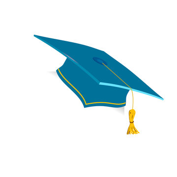 Blue Education Cup on white background. Student Graduation Hat. Jpeg  Illustration Stock | Adobe Stock